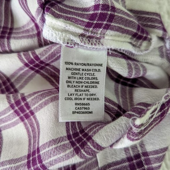 BP Drop Shoulder Purple Plaid Top - Size Small - Picture 6 of 8